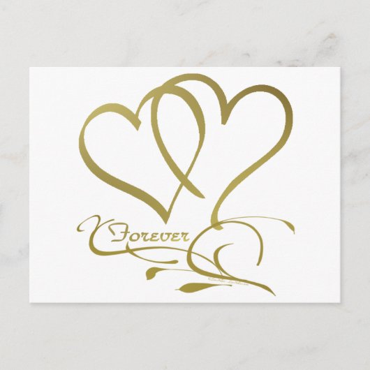 Forever Hearts Gold bearbeitbare Hintergrundfarben Postkarte (Vorderseite)