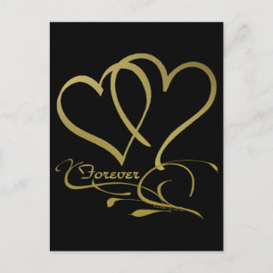 Forever Hearts Gold bearbeitbare Hintergrundfarben Postkarte