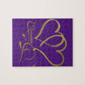 Forever Hearts Gold bearbeitbare Hintergrundfarben Puzzle (Horizontal)