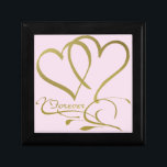 Forever Hearts Gold bearbeitbare Hintergrundfarben Schmuckschachtel<br><div class="desc">Anpassen mit Namen,  Daten und Hintergrundfarben.</div>