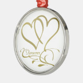 Forever Hearts Gold bearbeitbare Hintergrundfarben Silbernes Ornament (Links)