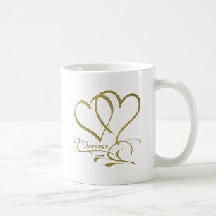 Forever Hearts Gold editierbare Hintergrundfarben Kaffeetasse