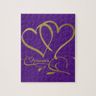 Forever Hearts Gold editierbare Hintergrundfarben Puzzle