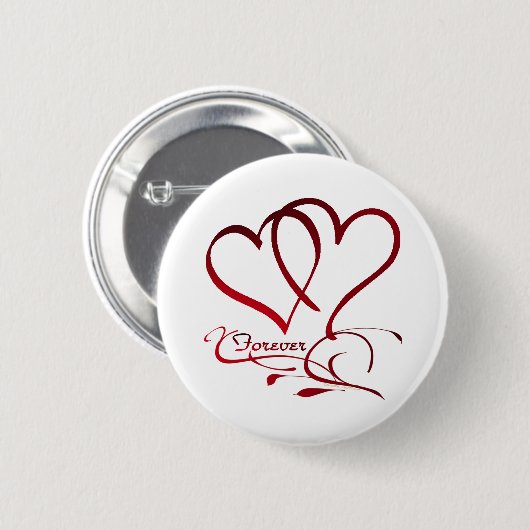 Forever Hearts Red on White Button (Vorne & Hinten)