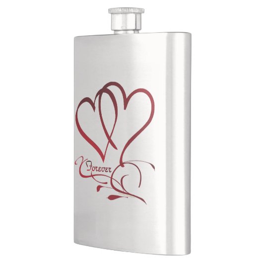 Forever Hearts Red on White Flachmann (Links)