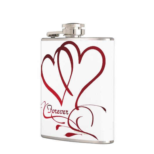 Forever Hearts Red on White Flachmann (Links)