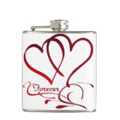Forever Hearts Red on White Flachmann (Vorderseite)