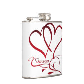 Forever Hearts Red on White Flachmann (Rechts)