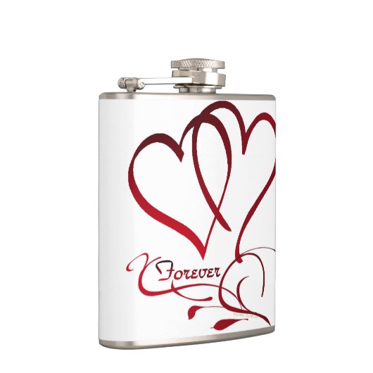 Forever Hearts Red on White Flachmann (Rechts)