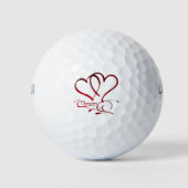 Forever Hearts Red on White Golfball (Vorderseite)