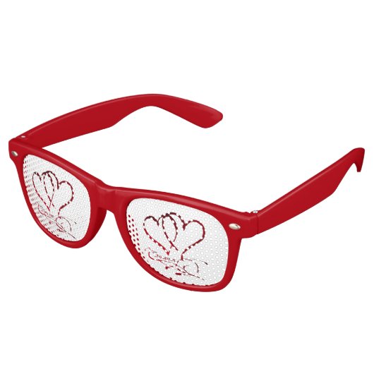 Forever Hearts Red on White Partybrille (Schrägansicht)