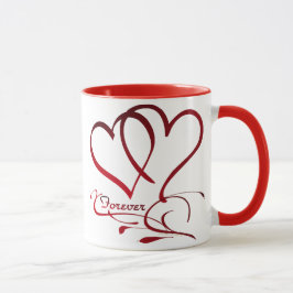 Forever Hearts Red on White Tasse
