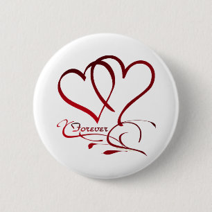 Forever Hearts Rot auf Weiß Button
