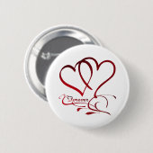 Forever Hearts Rot auf Weiß Button (Vorne & Hinten)