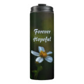 Forever Hoffful White Daisy auf Dunkelgrün Thermosbecher (Vorderseite)