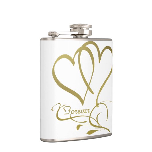 Forever Hört Gold auf Weiß Flachmann (Rechts)