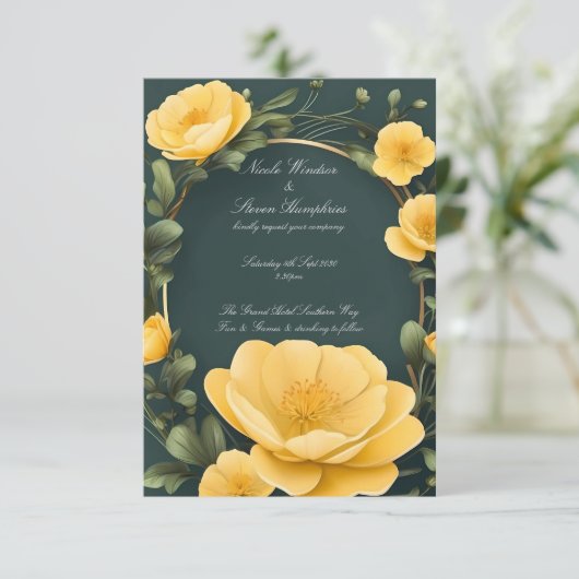 Forever in Bloom Buttercup Hochzeit Einladung (Stehend Vorderseite)