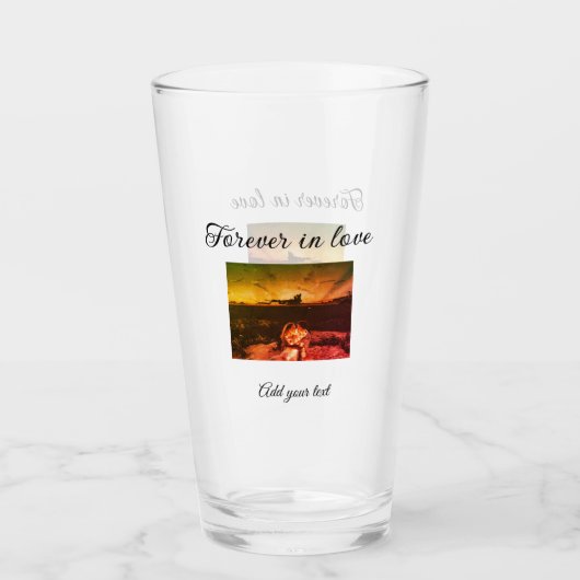 Forever in der Liebe fügen Sie Paar Foto Hochzeit Glas (Vorderseite)