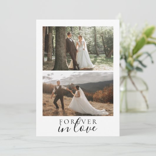 Forever in der Liebe Kalligrafie Hochzeitsszenario Dankeskarte (Stehend Vorderseite)