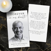 Forever in Hearts Photo Simple Funeral Prayer Card