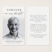 Forever in Hearts Photo Simple Funeral Prayer Card (Vorne & Hinten)