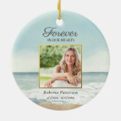 Forever in Our Heart Beach Funeral Memorial Photo Keramik Ornament (Hinten)