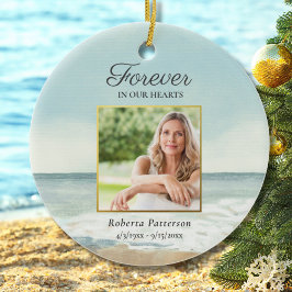 Forever in Our Heart Beach Funeral Memorial Photo  Keramik Ornament