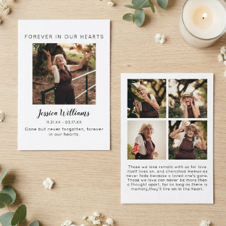 Forever In Our Hearts 5 Photo Funeral Prayer Telefonnummerkarte