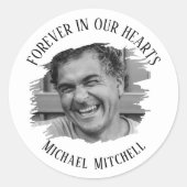 Forever In Our Hearts Brushed Photo Funeral Runder Aufkleber (Vorderseite)