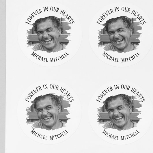 Forever In Our Hearts Brushed Photo Funeral Runder Aufkleber