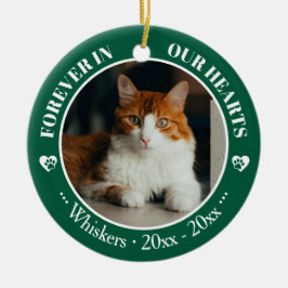 Forever in Our Hearts Cat Photo and Name Memorial Keramik Ornament