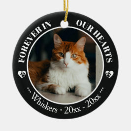 Forever in Our Hearts Cat Photo and Name Memorial Keramik Ornament