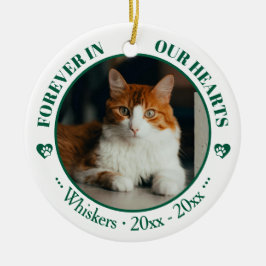 Forever in Our Hearts Cat Photo and Name Memorial Keramik Ornament