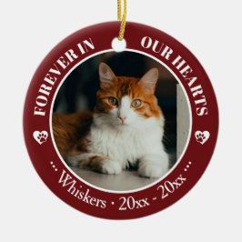 Forever in Our Hearts Cat Photo and Name Memorial Keramik Ornament