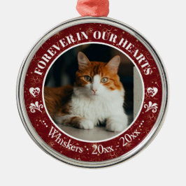 Forever in Our Hearts Cat Photo and Name Memorial Ornament Aus Metall