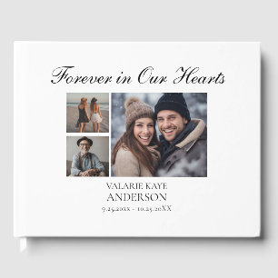Forever in Our Hearts Elegantes Skript-Foto Gästebuch