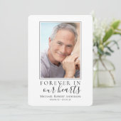 Forever in Our Hearts Foto Beerdigung Beileid Dankeskarte (Stehend Vorderseite)
