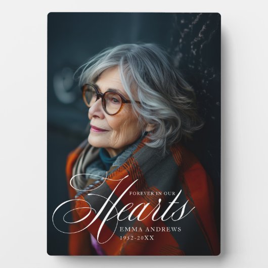 "Forever in Our Hearts" Foto Beerdigung Gedenkstät Fotoplatte (Vorderseite)