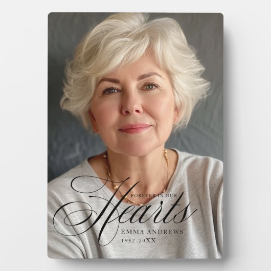 "Forever in Our Hearts" Foto Beerdigung Gedenkstät Fotoplatte (Vorderseite)