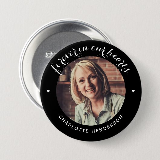 'Forever in Our Hearts' Foto Tribute Button (Vorne & Hinten)