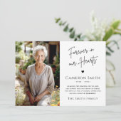 Forever in our hearts funeral sympathy thank you dankeskarte (Stehend Vorderseite)