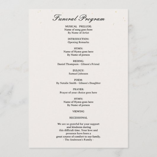 Forever In Our Hearts Funeral with Photo Programm (Rückseite)