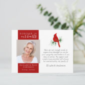 Forever in Our Hearts Kardinal Foto Beileid Dankeskarte (Stehend Vorderseite)