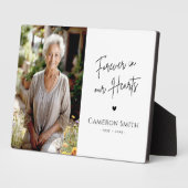 Forever in our hearts memorial photo modern script fotoplatte (Seite)