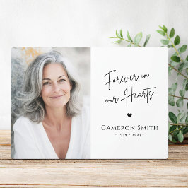 Forever in our hearts memorial photo modern script fotoplatte