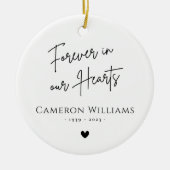 Forever in our hearts memorial photo modern white keramik ornament (Vorne)