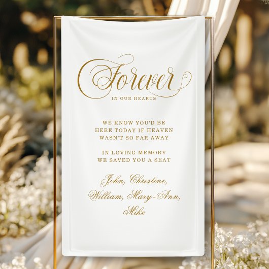 Forever In Our Hearts- Memorial White Banner