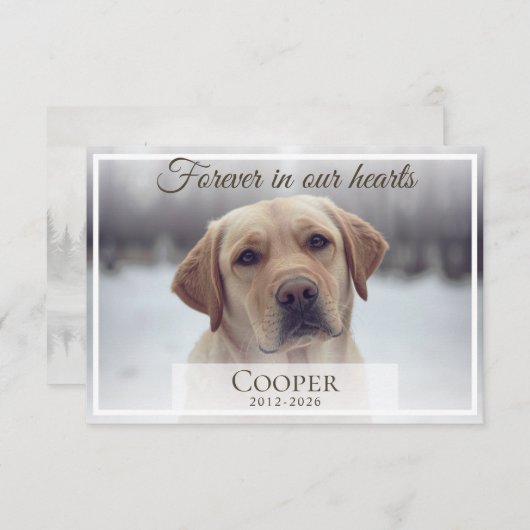 Forever in our hearts Pet memorial custom Dankeskarte (Vorne/Hinten)