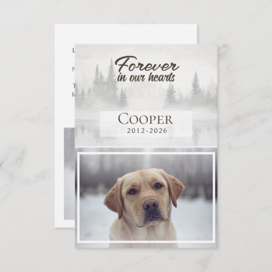 Forever in our hearts Pet memorial custom Dankeskarte (Vorne/Hinten)