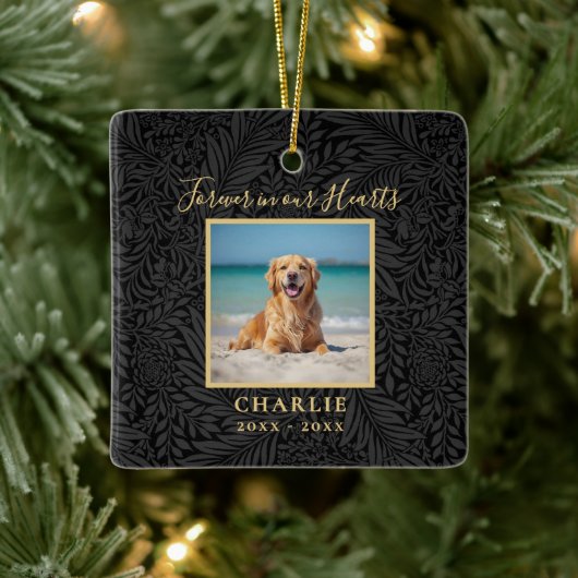 Forever in our Hearts Pet Memorial Name Photo Keramikornament (Baum)